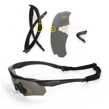 Комплект тактически поляризирани компютърни очила Военни очила Армейски слънчеви очила с 4 лещи Мъже Стрелба Туризъм Спорт на открито Комплект очила