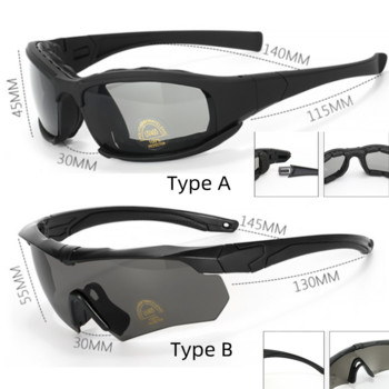 Комплект тактически поляризирани компютърни очила Военни очила Армейски слънчеви очила с 4 лещи Мъже Стрелба Туризъм Спорт на открито Комплект очила