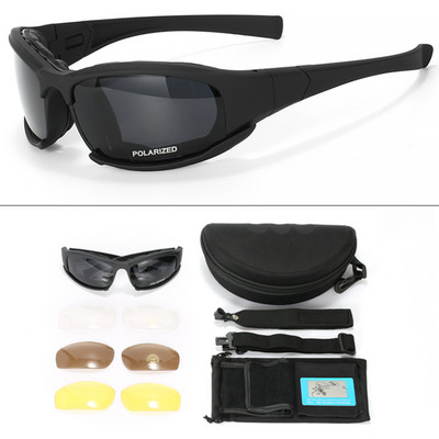 Set de ochelari tactici polarizați pentru PC Ochelari de protecție militari Ochelari de soare pentru armată cu 4 lentile Bărbați Tragere Drumeții sport în aer liber Set de ochelari