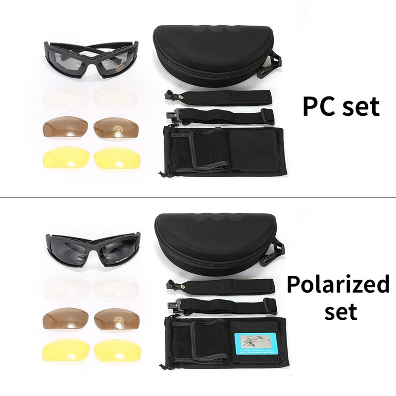 Taktiniai poliarizuoti kompiuteriniai akinių rinkinys Kariniai akiniai Kariniai akiniai nuo saulės su 4 objektyvais Vyrai Šaudymas Žygiai sportui lauke Akinių rinkinys