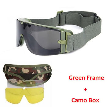 Military Airsoft Tactical Goggles Tactical Glasses Ποδηλασία Γυαλιά πεζοπορίας Army Hunting Μάχης Paintball με 3 φακούς