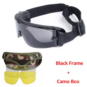 Military Airsoft Tactical Goggles Tactical Glasses Ποδηλασία Γυαλιά πεζοπορίας Army Hunting Μάχης Paintball με 3 φακούς