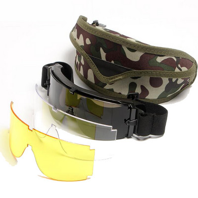 Military Airsoft Tactical Goggles Tactical Glasses Ποδηλασία Γυαλιά πεζοπορίας Army Hunting Μάχης Paintball με 3 φακούς