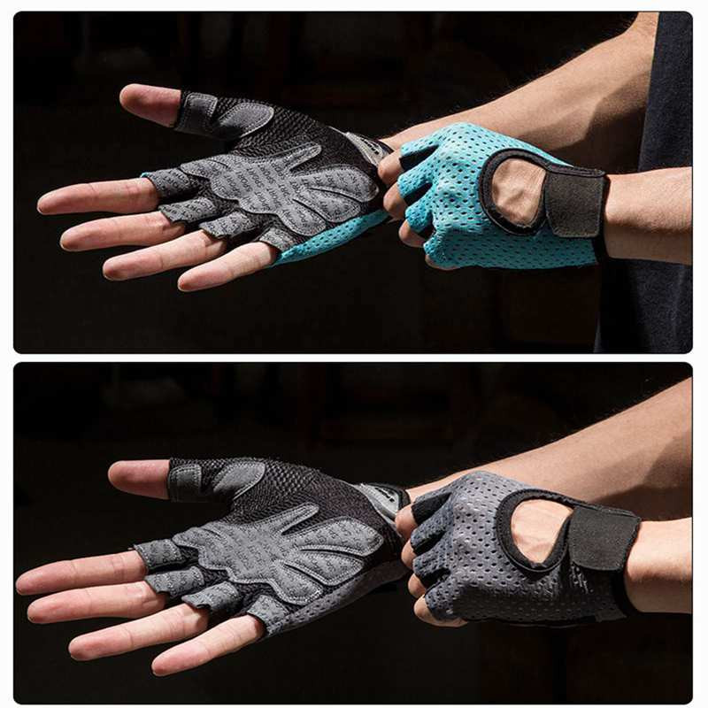 Suvised meeste/naiste fitness-kindad jõusaal jõutõstmine jalgrattasõit jooga kulturismitreening õhukesed hingavad libisemiskindlad poolsõrmekindad