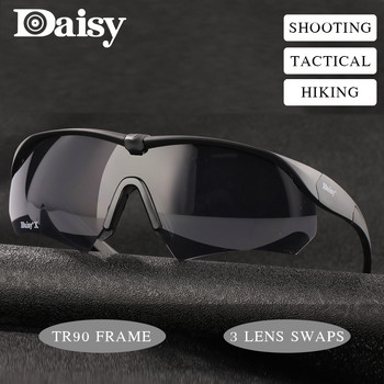 Марка Daisy Тактически очила за стрелба Военни очила Очила за езда с 3 лещи Оригинална кутия Мъжки очила за стрелба на открито
