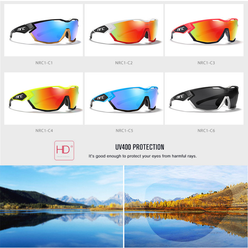 Sinine peegelklaas Maastikujalgratta NRC rattaprillid Mees Jalgratas Sport Jalgratta päikeseprillid MTB Jalgrattaprillid Naine UV400