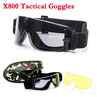 USMC X800 Tactical Goggles Army Hunting Paintball Γυαλιά ασφαλείας Airsoft Αντιανεμικά αντιανεμικά γυαλιά μοτοσικλέτας Αντιανεμικά γυαλιά 3 φακοί