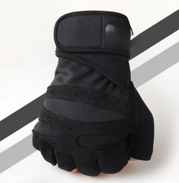 Мъжки фитнес ръкавици за тренировки в тежка категория Бодибилдинг ръкавици с половин пръст Нехлъзгаща се удължена опора за китката Вдигане на тежести Спорт
