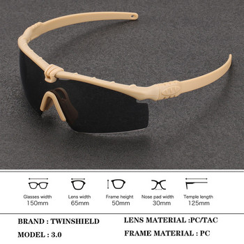 Στρατιωτικά γυαλιά UV400 Γυαλιά Στρατιωτικά γυαλιά ιππασίας με 3 φακούς Γνήσιο κουτί Ανδρικά γυαλιά σκοποβολής εξωτερικού χώρου