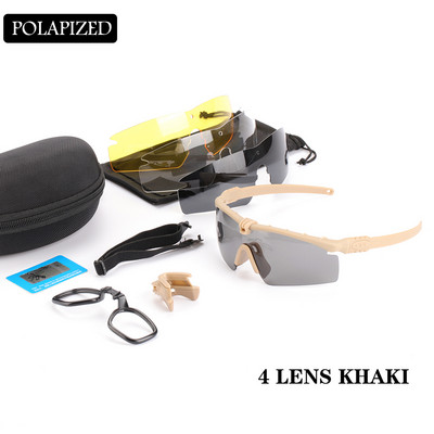 Στρατιωτικά γυαλιά UV400 Γυαλιά Στρατιωτικά γυαλιά ιππασίας με 3 φακούς Γνήσιο κουτί Ανδρικά γυαλιά σκοποβολής εξωτερικού χώρου