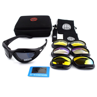 Γυαλιά ηλίου C5 Tactical Polarized Γυαλιά σκοποβολής Airsoft Ανδρικά γυαλιά κυνηγιού εξωτερικού χώρου 4 φακών Κιτ πεζοπορίας Γυαλιά ποδηλασίας