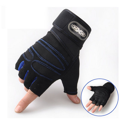 Ασκήσεις βαρέων βαρών Γάντια άρσης βαρών με μισό δάχτυλο Body Building Training Sport Gym Fitness Gloves for Men Women M/L/XL