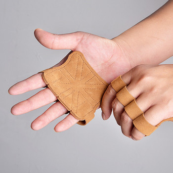 Противохлъзгащи кожени предпазни ръкавици за вдигане на тежести Ръкавици за предпазители за издърпване на дъмбели, предпазни подложки за хващане Фитнес Спорт Аксесоар за тренировка за домашен фитнес