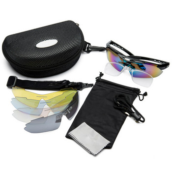 Γυαλιά Tactical Polarized Military Sunglasses with 4 Lens Original Box Ανδρικά σετ γυαλιών σκοποβολής για υπαίθρια πεζοπορία