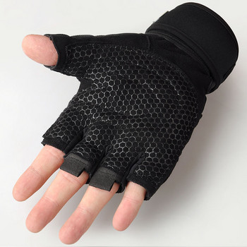 Νέα γάντια ανύψωσης βαρών με μισό δάχτυλο Γυμναστήριο Γυμναστήριο Προπόνηση βαρέων βαρών ανδρικής προπόνησης Γάντια άρσης βαρών περιτυλίγματος καρπού