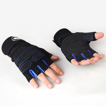 Нови ръкавици за вдигане на тежести с половин пръст Фитнес тренировка за упражнения в тежка категория Мъжки тренировки Ръкавици за вдигане на китката