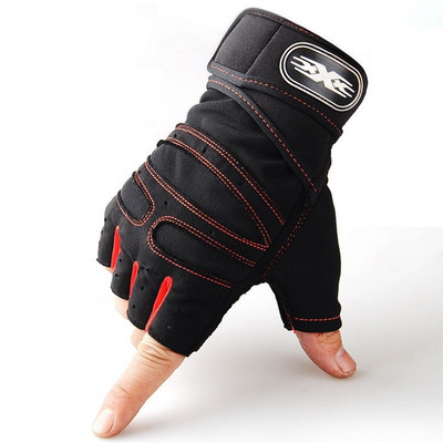 Νέα γάντια ανύψωσης βαρών με μισό δάχτυλο Γυμναστήριο Γυμναστήριο Προπόνηση βαρέων βαρών ανδρικής προπόνησης Γάντια άρσης βαρών περιτυλίγματος καρπού