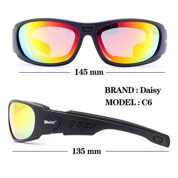 Daisy C6 Polarized Glasses CS Army Tactical Motorcycle Hunting Shooting Airsoft Αλεξίσφαιρα στρατιωτικά γυαλιά με 4 φακούς