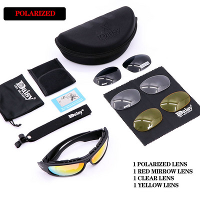 Daisy C6 Ochelari polarizați CS Army Tactical Motocicletă Vânătoare Tragere Airsoft Ochelari militari antiglonț cu 4 lentile
