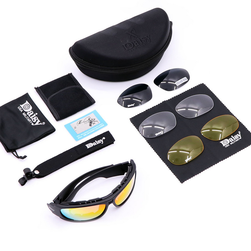 Daisy C6 Ochelari polarizați CS Army Tactical Motocicletă Vânătoare Tragere Airsoft Ochelari militari antiglonț cu 4 lentile