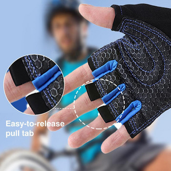 1 чифт фитнес ръкавици Оборудване за китка с щанга с половин пръст Вдигане на тежести Мъжки качествени спортни ръкавици за вдигане на тежести Висококачествени спортни ръкавици за колоездене X7M0