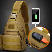 Karinis taktinis pečių krepšys su buteliuko maišeliu USB linijos krūtinės krepšys Armijos lauko kelionių medžioklės laipiojimo komplektas žygio kuprinė