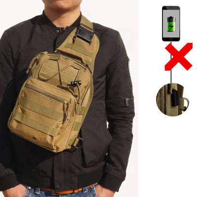 Karinis taktinis pečių krepšys su buteliuko maišeliu USB linijos krūtinės krepšys Armijos lauko kelionių medžioklės laipiojimo komplektas žygio kuprinė