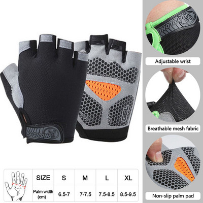 LOOGDEEL Muškarci Ženske fitness rukavice s pola prstiju Prozračne protuklizne fitness rukavice za dizanje utega s vodoravnom šipkom