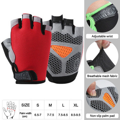 LOOGDEEL Muškarci Ženske fitness rukavice s pola prstiju Prozračne protuklizne fitness rukavice za dizanje utega s vodoravnom šipkom