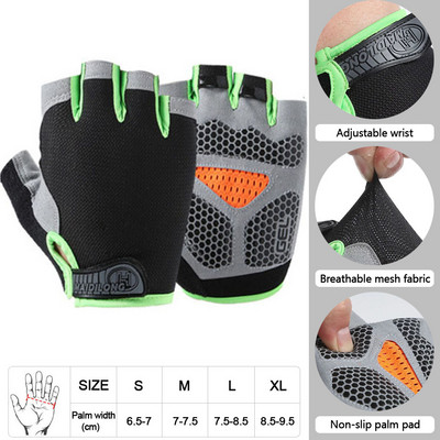 LOOGDEEL Muškarci Ženske fitness rukavice s pola prstiju Prozračne protuklizne fitness rukavice za dizanje utega s vodoravnom šipkom