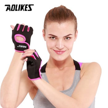 AOLIKES 1 чифт дишащи ръкавици за тренировка Вдигане на тежести Ръкавици без пръсти за фитнес упражнения за пауърлифтинг, тренировки, колоездене