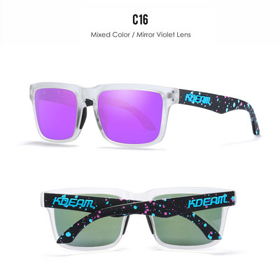 Cool Colors plokk Punased läätsed polariseeritud päikeseprillid Meeste ruudukujuline raam UV400 pehme ninapadjaga päikeseprillid Naiste bränd KDEAM