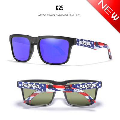 Cool Colors plokk Punased läätsed polariseeritud päikeseprillid Meeste ruudukujuline raam UV400 pehme ninapadjaga päikeseprillid Naiste bränd KDEAM