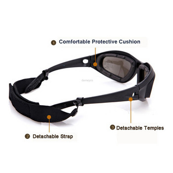Тактически бойни спортни поляризирани очила Daisy C5 Военни еърсофт очила 4 лещи Мъжки армейски ловни очила за туризъм Очила