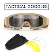 Katonai taktikai szemüveg lövészszemüveg szélálló homokálló golyóálló háborús CS játék 3 cserélhető lencse UV400 lőtér