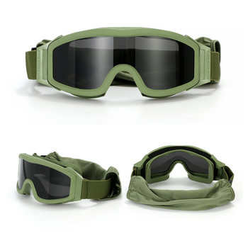 Военно-тактически очила, очила за стрелба, устойчиви на вятър, устойчиви на пясък, устойчиви на куршуми, war CS game 3, сменяеми лещи, UV400, стрелбище