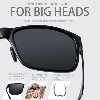 MAXJULI Квадратни огромни поляризирани слънчеви очила за мъже с големи глави Ретро ретро слънчеви очила UV защита Риболовни очила 8105