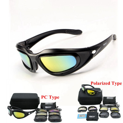 Tactical Polarized PC γυαλιά ηλίου ανδρικά Airsoft Military Shooting Glasses UV400 Protection Goggles 4 Lens Outdoor Hunting