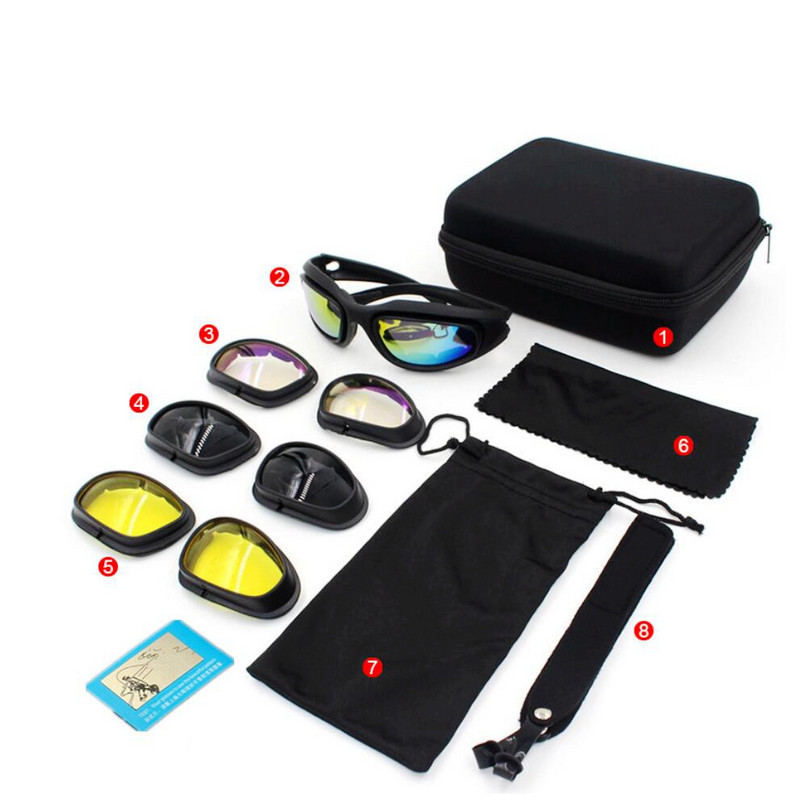 Tactical Polarized PC γυαλιά ηλίου ανδρικά Airsoft Military Shooting Glasses UV400 Protection Goggles 4 Lens Outdoor Hunting