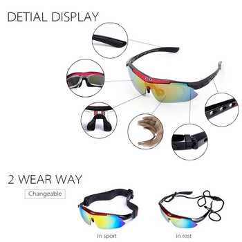 Polarized Tactical Glasses with Myopia Frame for Airsoft Cycling Camping Hiking Outdoor Sport Glasses 5 Lens UV400 Protection