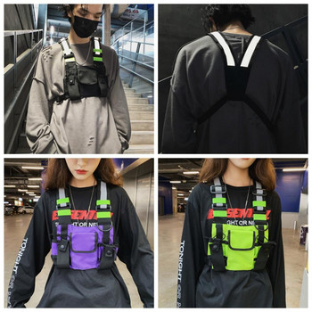 Нова чанта за гърди, светлоотразителна жилетка, хип-хоп улично облекло, функционален колан, чанта за гърди, предна чанта за кръста, раница WW