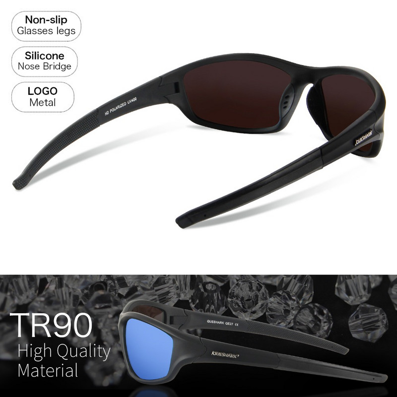 Queshark UV400 поляризирани очила за къмпинг, туризъм, спортни слънчеви очила, състезателни велосипеди, ски очила, риболов, колоездене, шофиране, очила