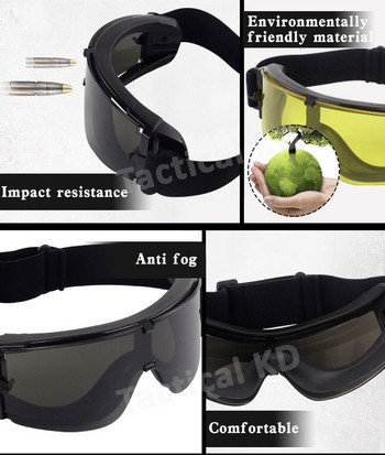 Тактически еърсофт пейнтбол очила против мъгла Военни армейски очила Защитни очила за защита на очите за стрелба Cs игра