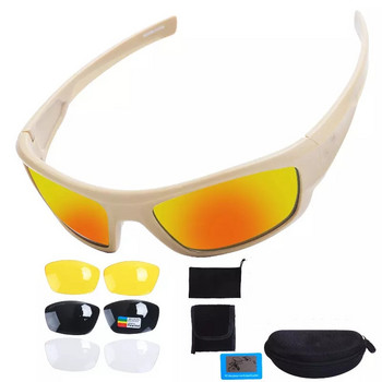 Очила за езда с 4 лещи Тактически очила за стрелба Поляризирани UV400 защита Военни очила TR90 Устойчиви на куршуми очила за колоездене