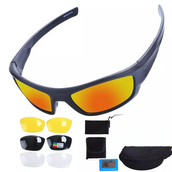 Очила за езда с 4 лещи Тактически очила за стрелба Поляризирани UV400 защита Военни очила TR90 Устойчиви на куршуми очила за колоездене