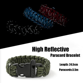 24,5 cm деветеядрени отразяващи Paracord Escape Emergency Glowing Pleited Rope EDC Survival Saving Bracelet with Whistle Tools