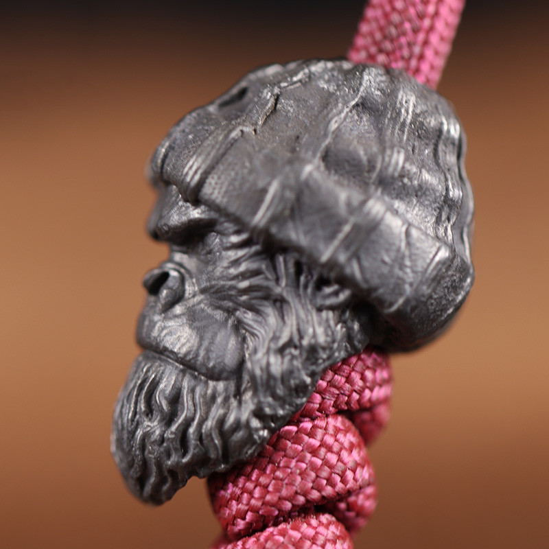 Μάλλινο καπέλο Γορίλα Γλυπτό Κεφάλι από ορείχαλκο μαχαίρι χάντρες Ζώο ουρακοτάγκος EDC DIY Υφαντό Paracord Γούρια Κρεμαστά αξεσουάρ