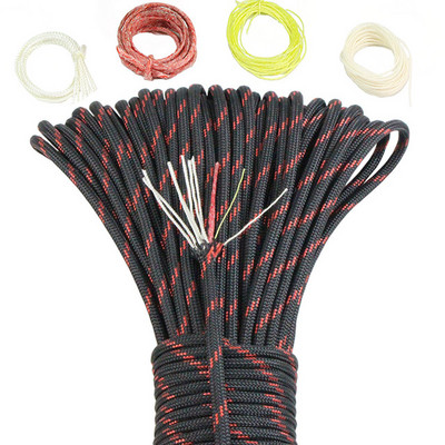 25FT/100FT 550 10-tuumaline Paracord 4 mm välikämpingu ellujäämistööriist PE tuletõrjeköis, puuvillane nöör langevarjuga matkamine