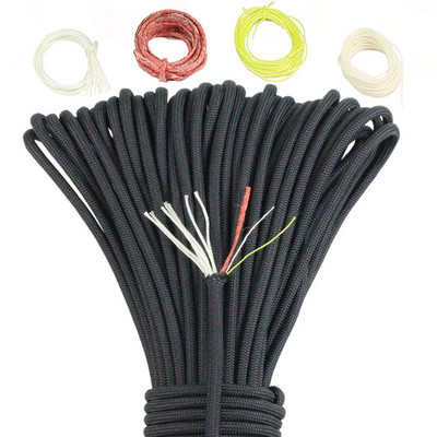 25FT/100FT 550 10-tuumaline Paracord 4 mm välikämpingu ellujäämistööriist PE tuletõrjeköis, puuvillane nöör langevarjuga matkamine