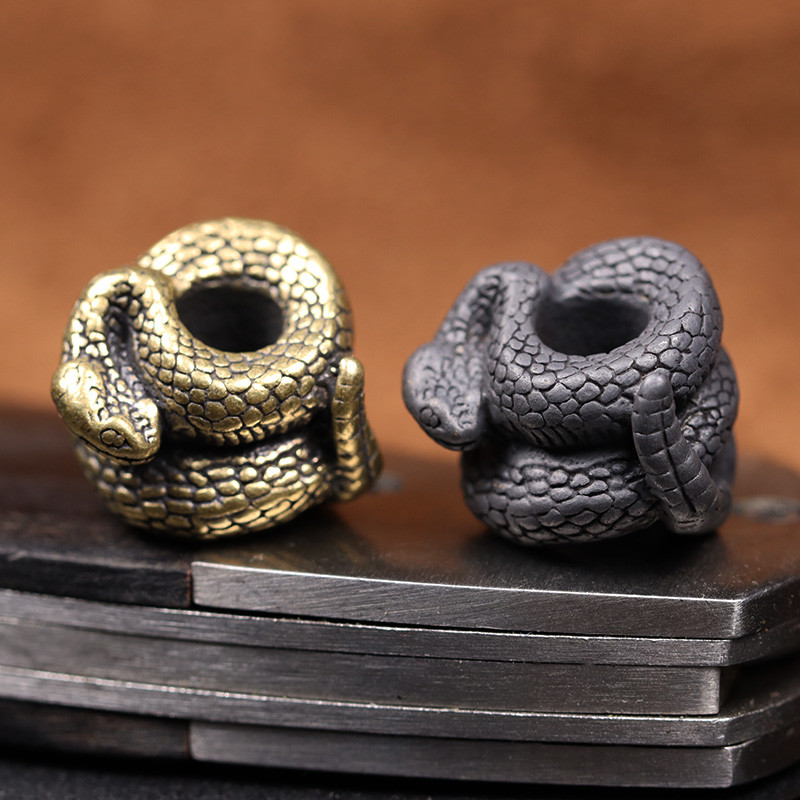 Μαύρα ορειχάλκινα χάντρες μαχαιριού κροταλίας DIY EDC Ομπρέλα Σχοινί Κορδόνι Paracord Βραχιόλια Κρεμαστά φίδια Κοσμήματα Αξεσουάρ εξωτερικού χώρου